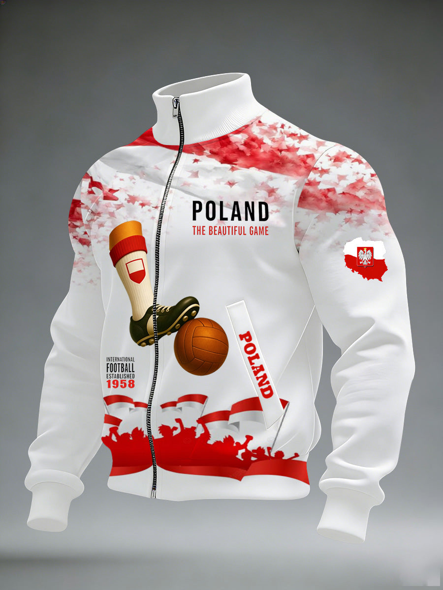 Męska kurtka stojąca z polskim nadrukiem