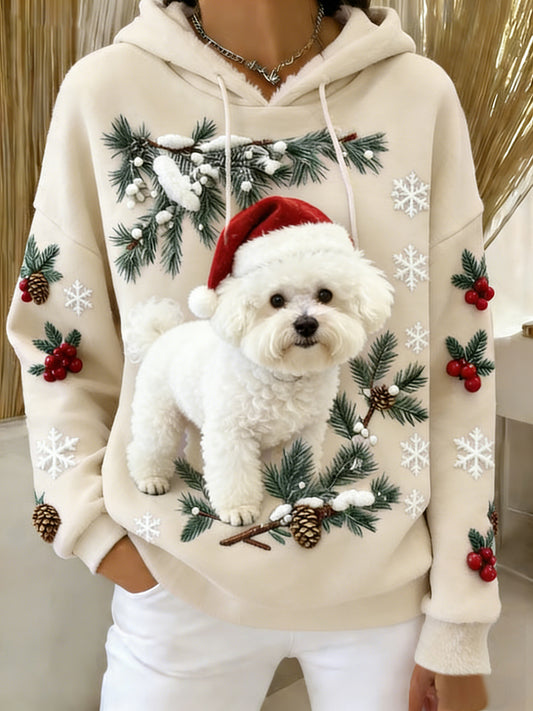 Damska wygodna flanelowa bluza z kapturem Retro Animal Art Print