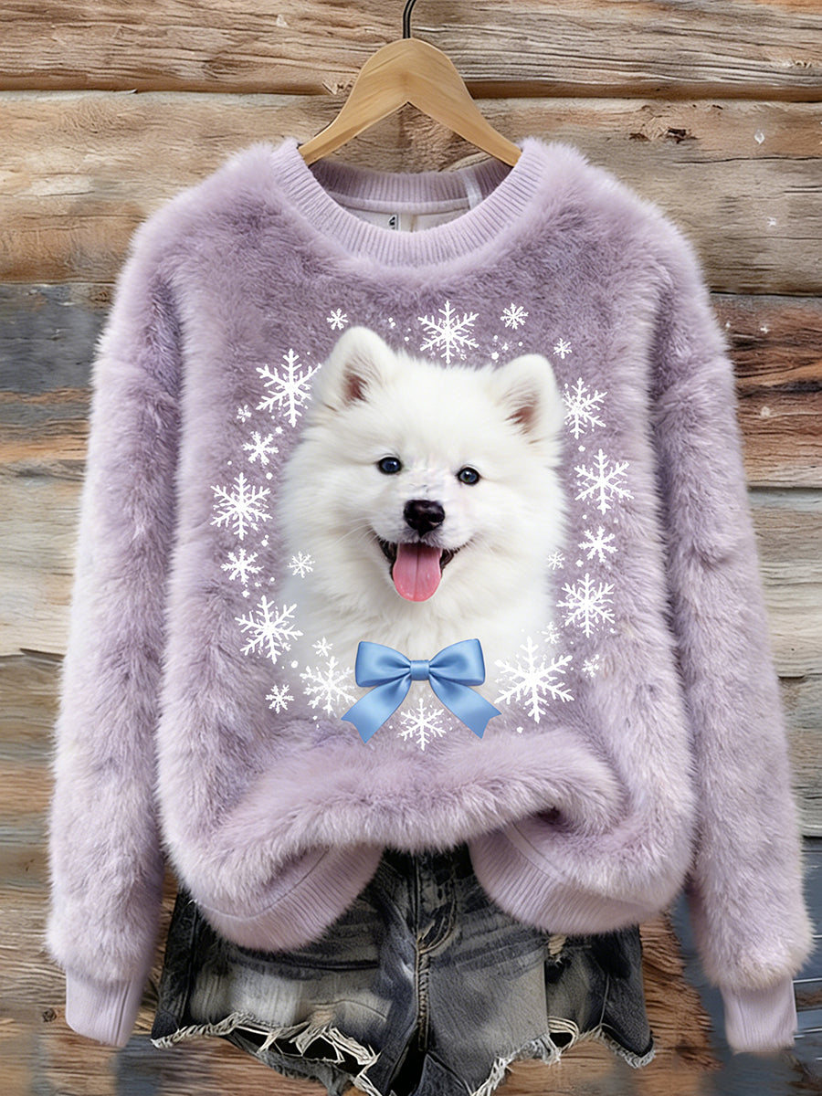 Damski Retro Animal Art Print Wygodny Top flanelowy