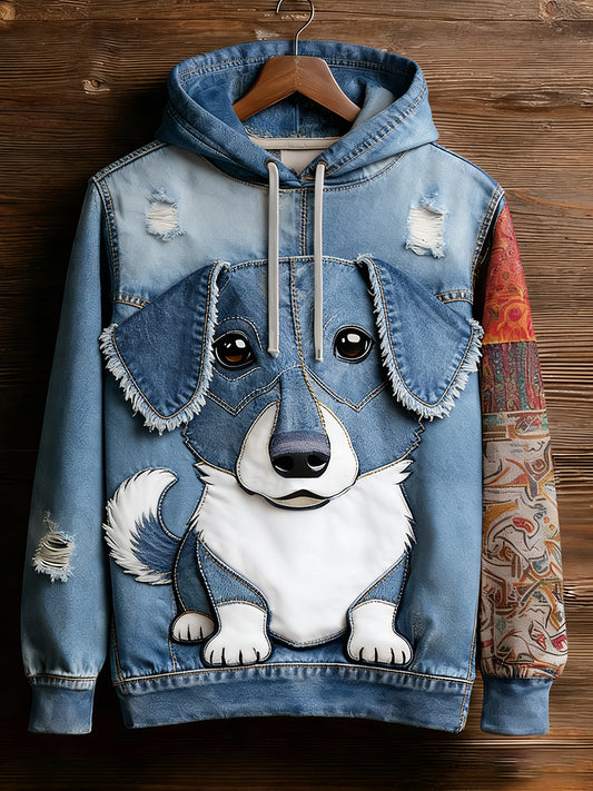 Unisex Retro Animal Art Print Wygodna dorywcza bluza