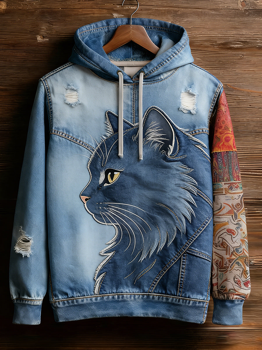 Unisex Retro Animal Art Print Wygodna dorywcza bluza