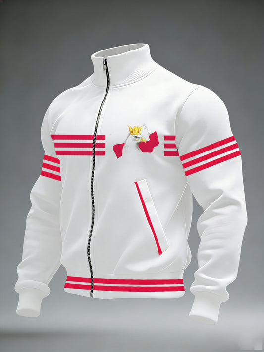 Męska kurtka z długim rękawem w kołnierzu z nadrukiem z polską flagą