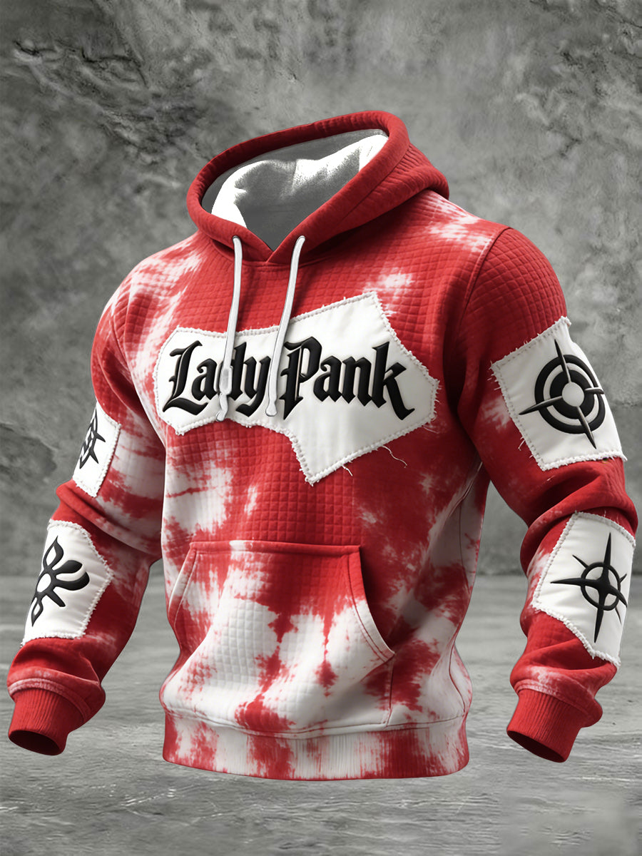 Retro Polish Lady Pank Rock Tie-Barwnik Casual Waffle Bluza z kapturem