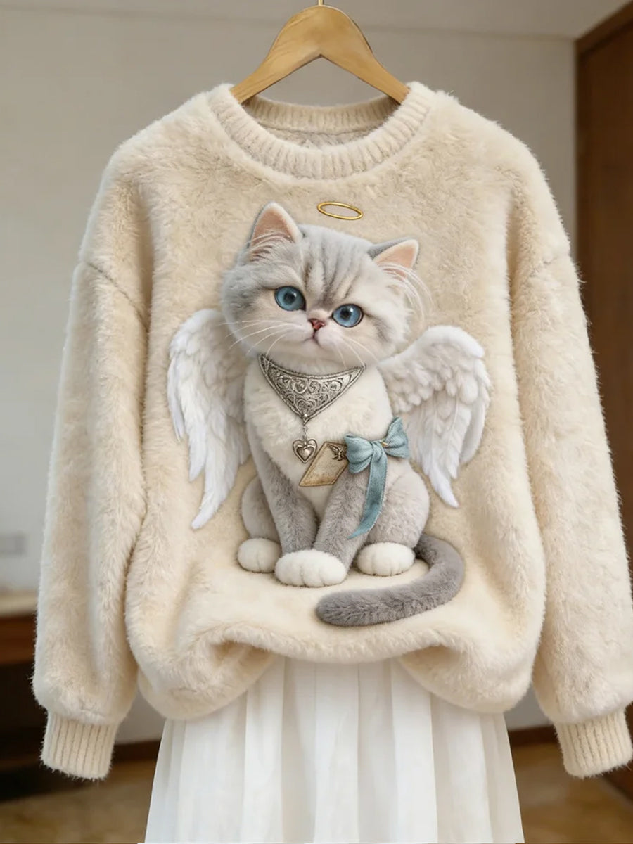 Damski Retro Animal Art Print Wygodny Top flanelowy