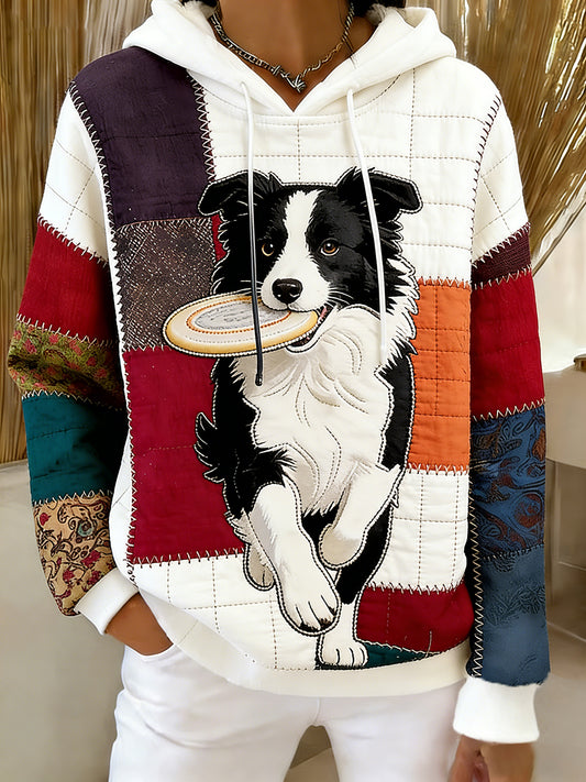 Damska wygodna flanelowa bluza z kapturem Retro Animal Art Print