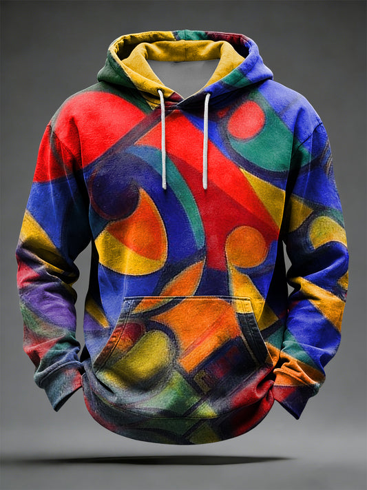 Retro abstrakcyjna sztuka kolorowa geometryczna bluza z kapturem