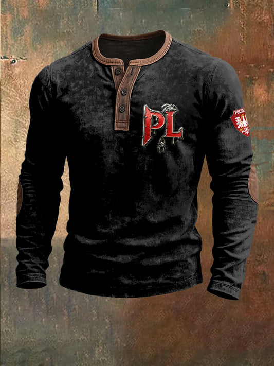 Męska polska bluza z nadrukiem tekstowym PL Patchwork