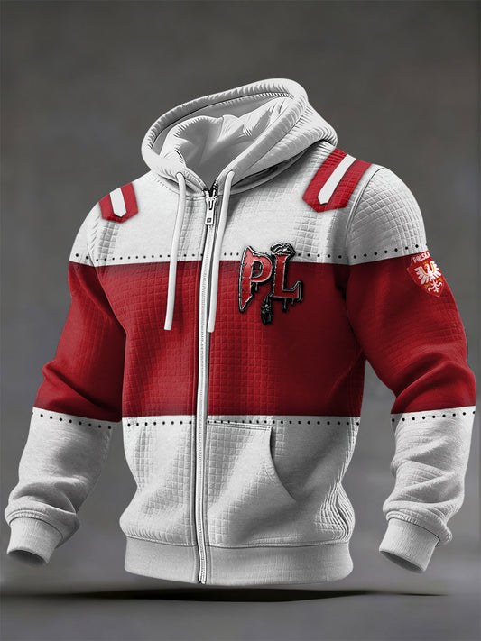 Męska bluza patchworkowa z nadrukiem PL Polska