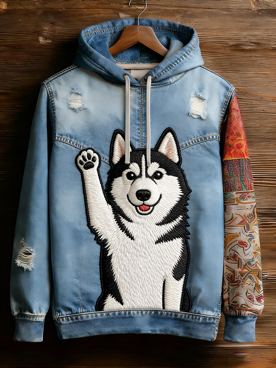 Unisex Retro Animal Art Print Wygodna dorywcza bluza