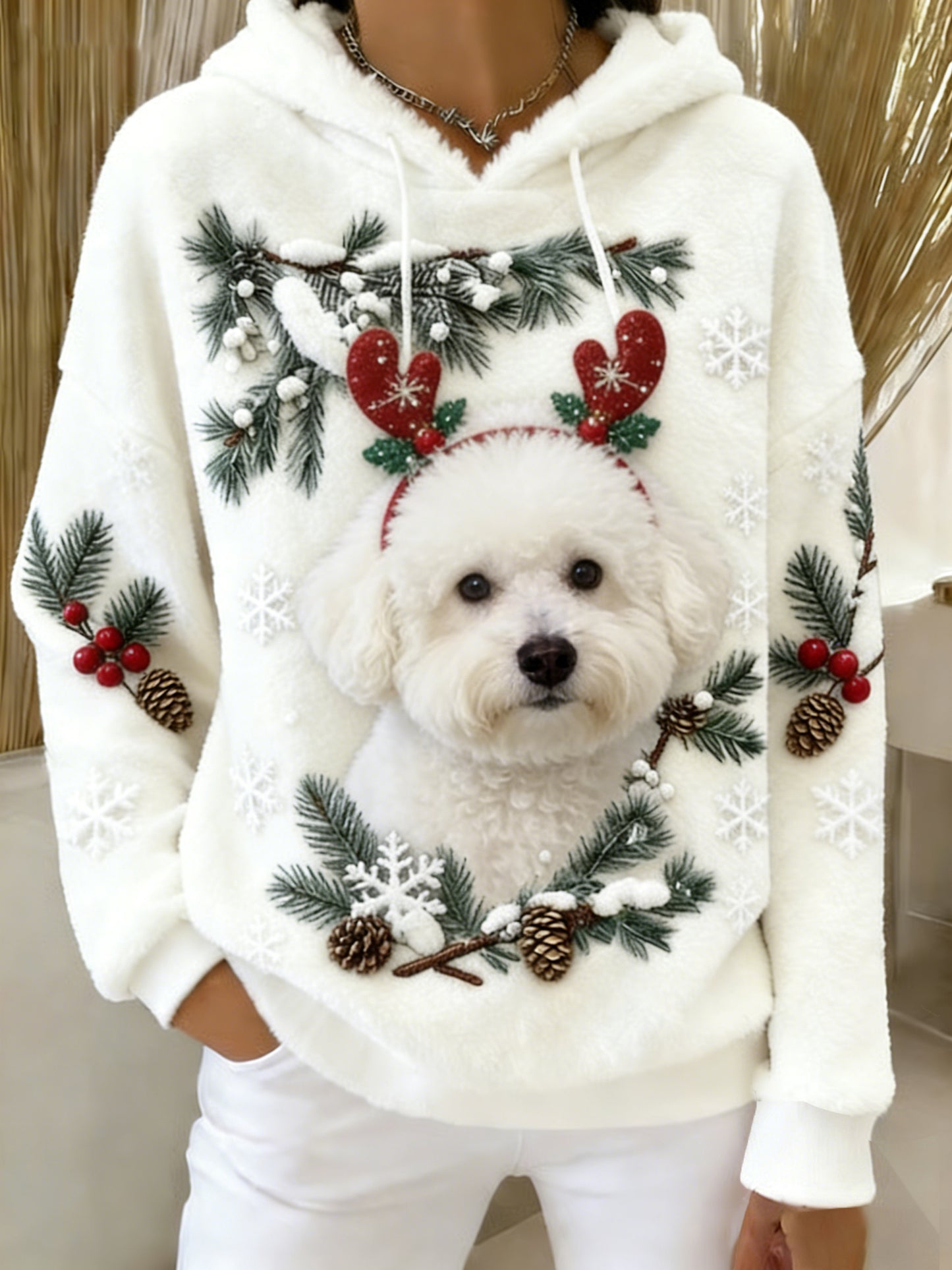 Damska wygodna flanelowa bluza z kapturem Retro Animal Art Print