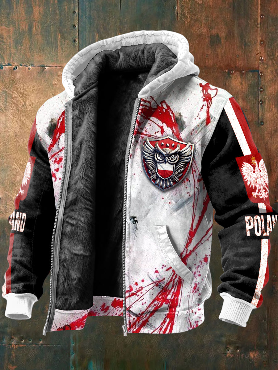 Męska kurtka z nadrukiem z polaru Patchwork