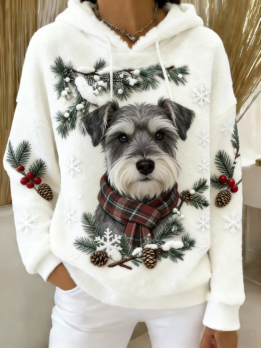 Damska wygodna flanelowa bluza z kapturem Retro Animal Art Print