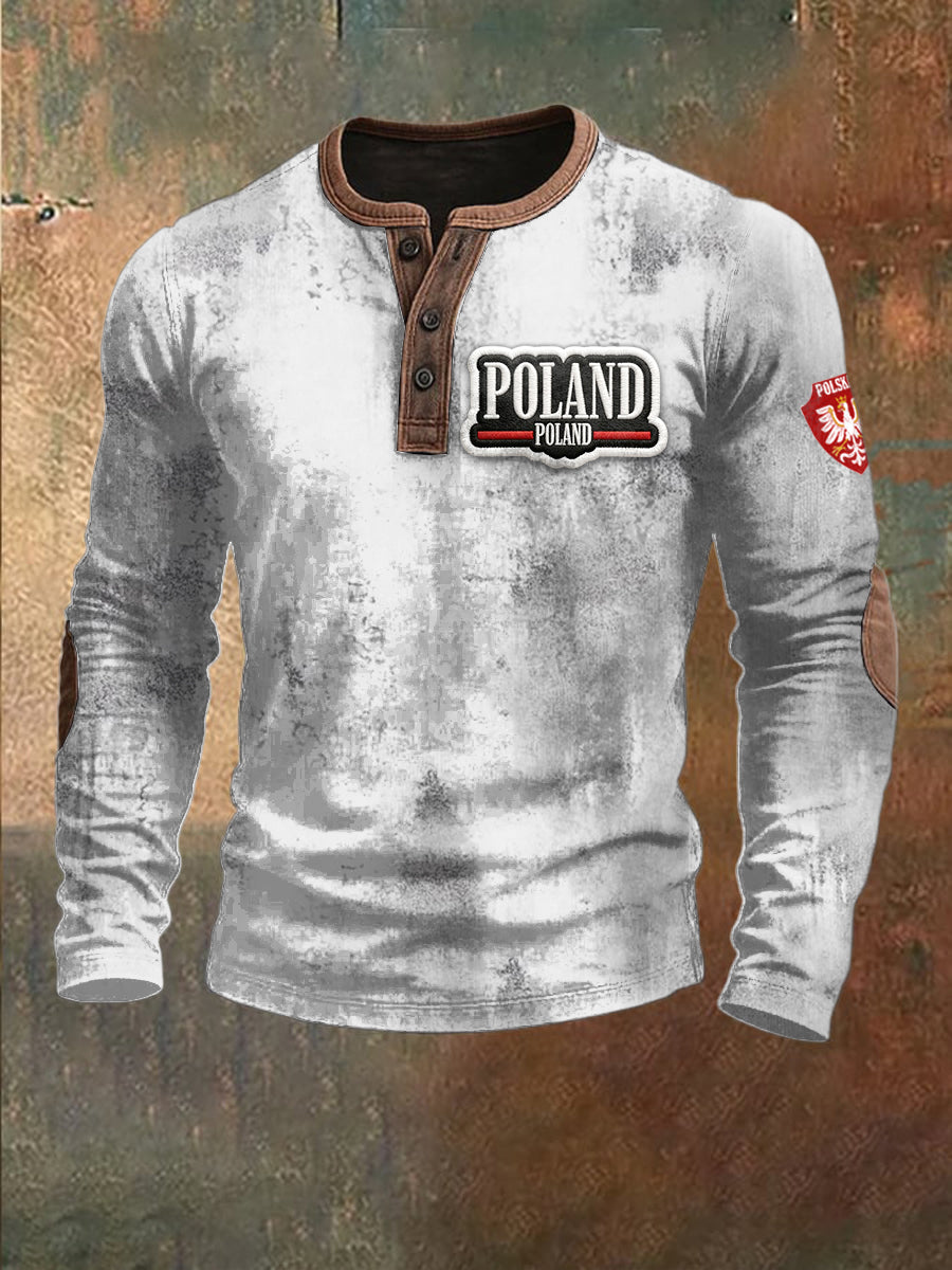 Patchworkowa bluza z nadrukiem tekstowym męska Polska