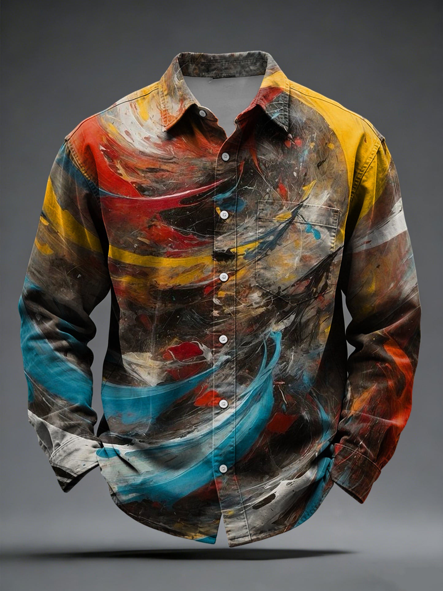 Retro abstrakcyjne malowanie kolorów Koszula na co dzień