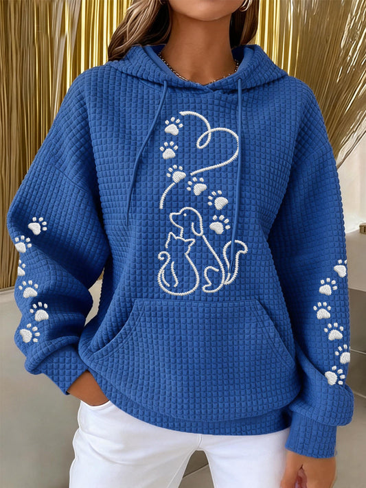 Damska bluza z kapturem dla psów i kotów miłość z nadrukiem w kształcie serca