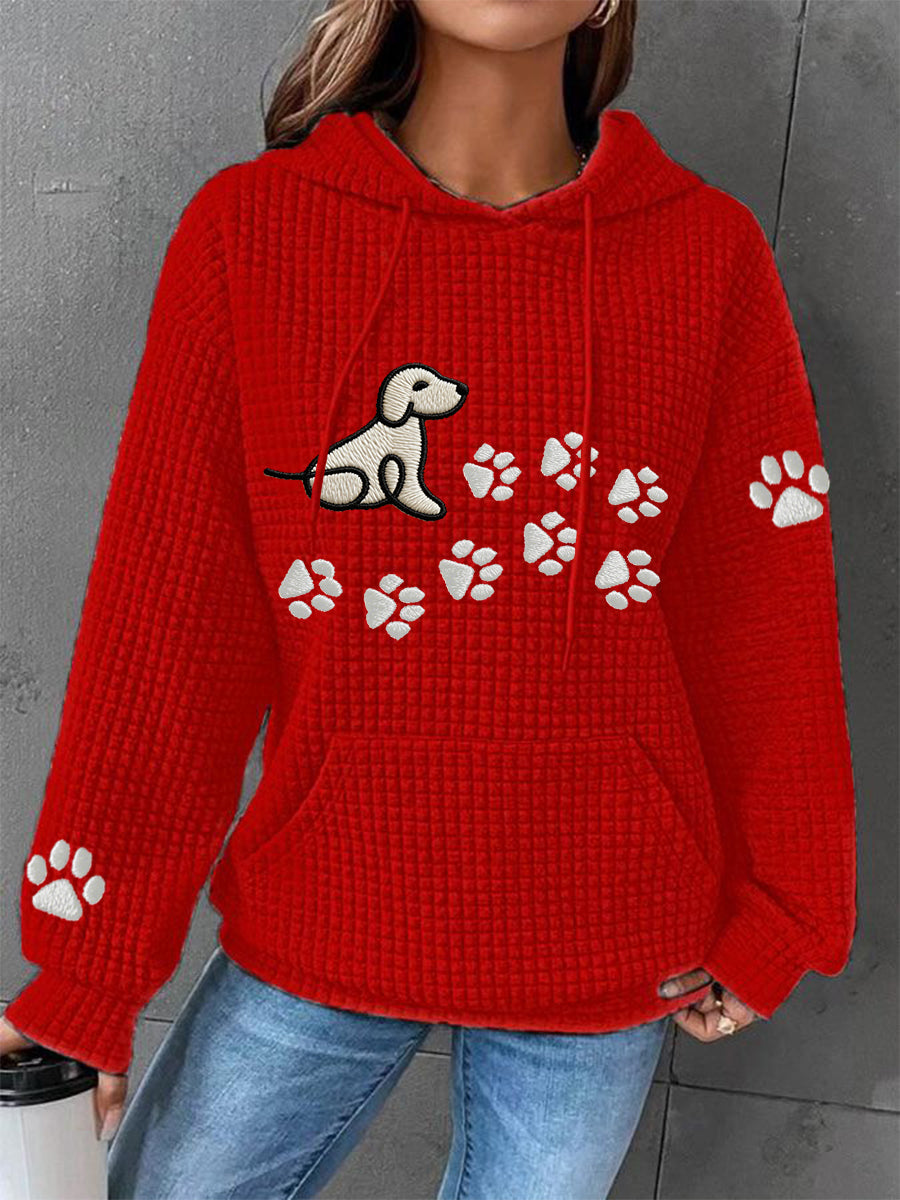 Damska psia łaza z nadrukiem dla psów Casual Waffle Bluza z kapturem