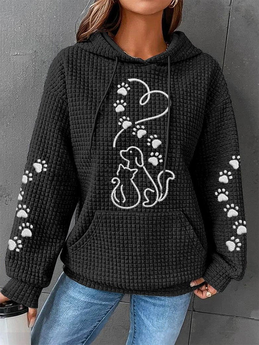 Damska bluza z kapturem dla psów i kotów miłość z nadrukiem w kształcie serca