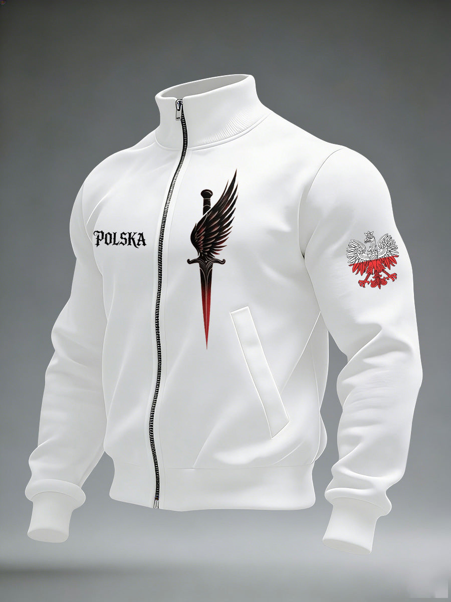 Ciepła kurtka męska z polskim nadrukiem artystycznym