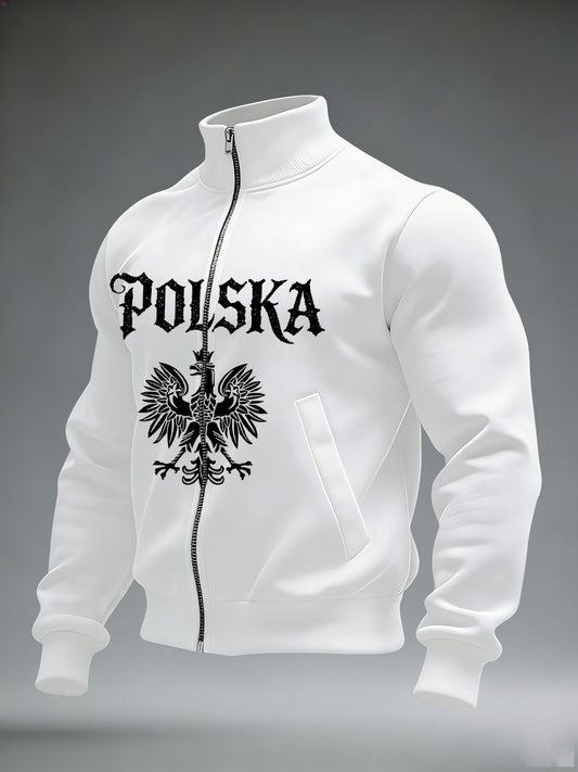 Ciepła kurtka męska z polskim nadrukiem artystycznym