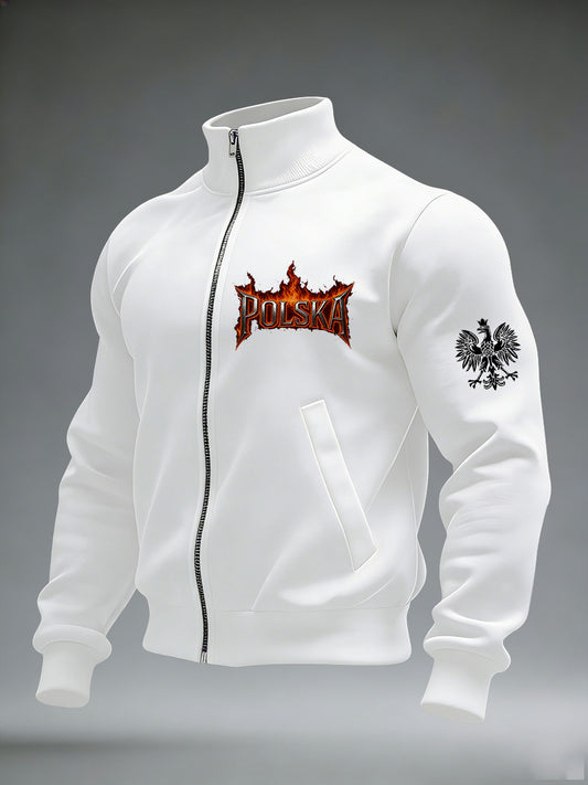 Ciepła kurtka męska z polskim nadrukiem artystycznym