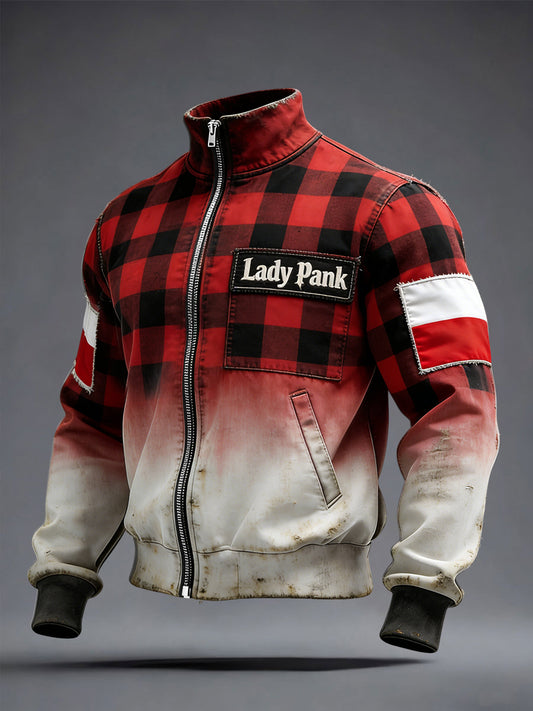 Retro Polska Flaga Lady Pank Casual Stand Collar Zipper Kurtka