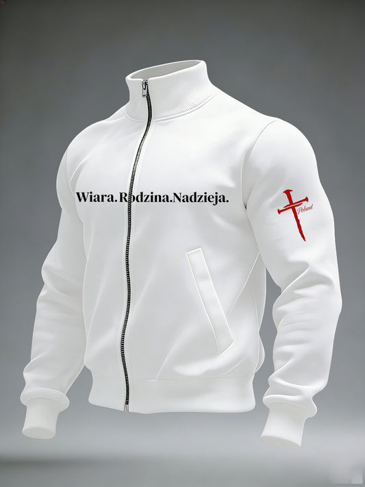 Męska kurtka z długim rękawem z nadrukiem polskiej flagi