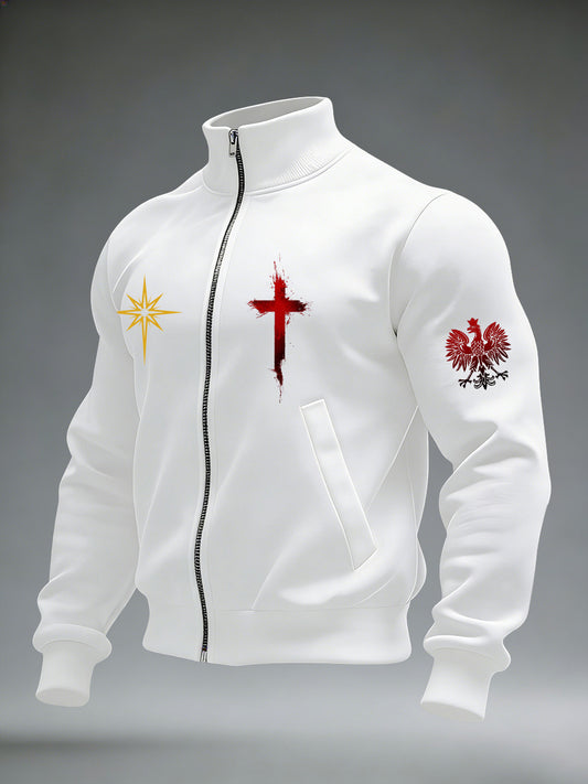 Męska kurtka z długim rękawem z nadrukiem polskiej flagi