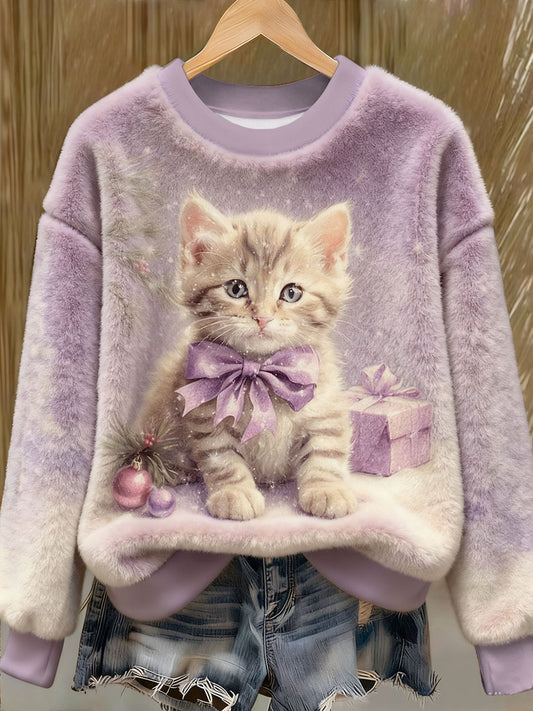 Damska fioletowa sztuka świąteczna bluza z nadrukiem na chorobę Alzheimera