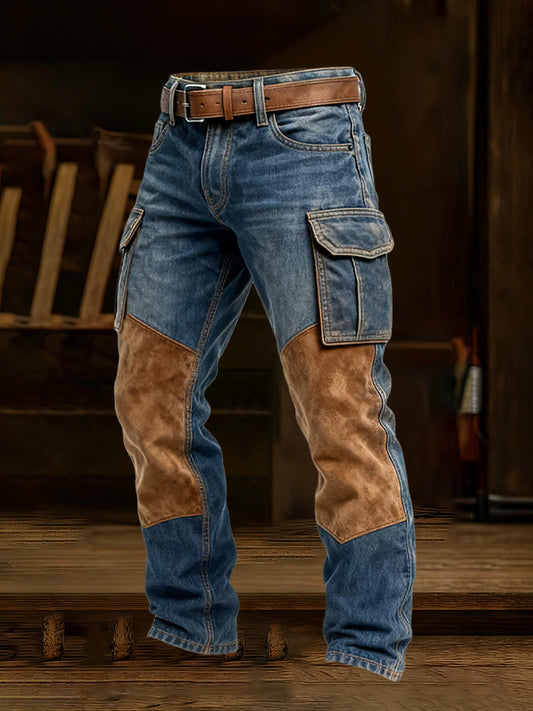 Męskie spodnie robocze retro styl biznesowy na co dzień