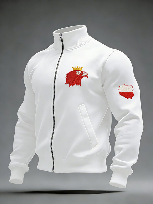 Ciepła kurtka męska z polskim nadrukiem artystycznym