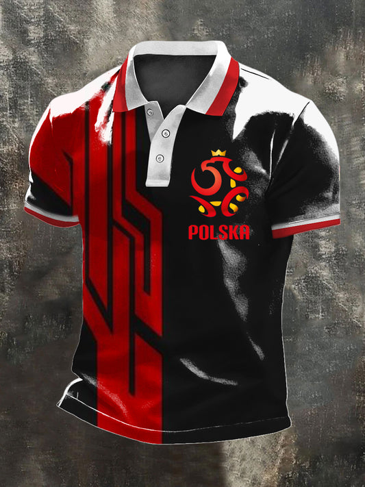 Męska koszulka polo Dynamic Poland Crest & Red-Black