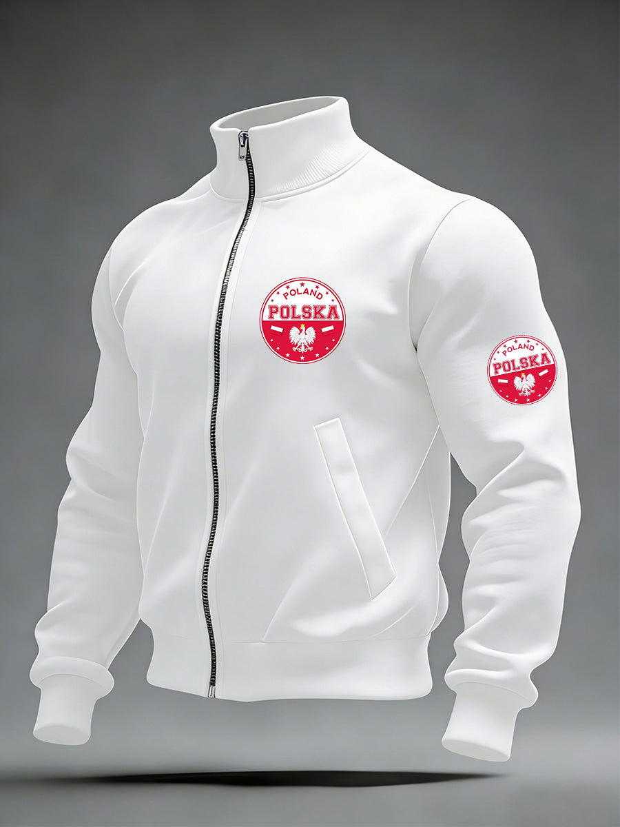 Ciepła kurtka męska z polskim nadrukiem artystycznym