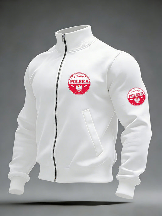 Ciepła kurtka męska z polskim nadrukiem artystycznym