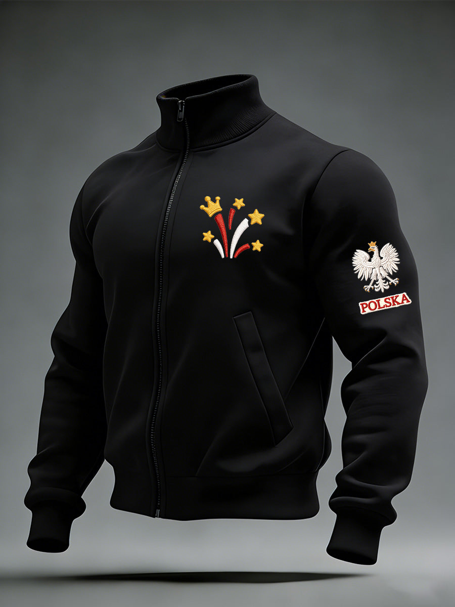 Ciepła kurtka męska z polskim nadrukiem artystycznym