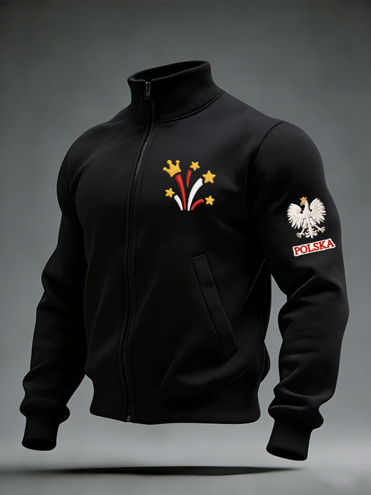 Ciepła kurtka męska z polskim nadrukiem artystycznym