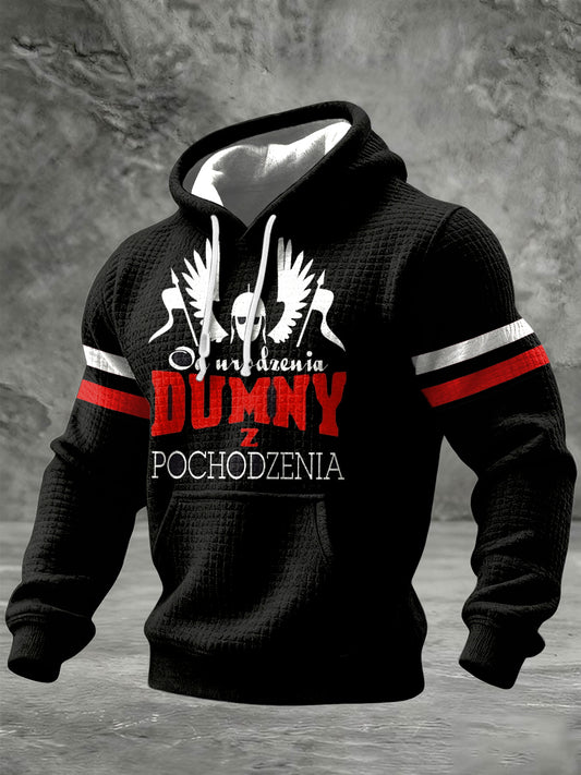 Retro abstrakcyjna polska bluza z kapturem DUMNY kawaleria casualowa z kapturem