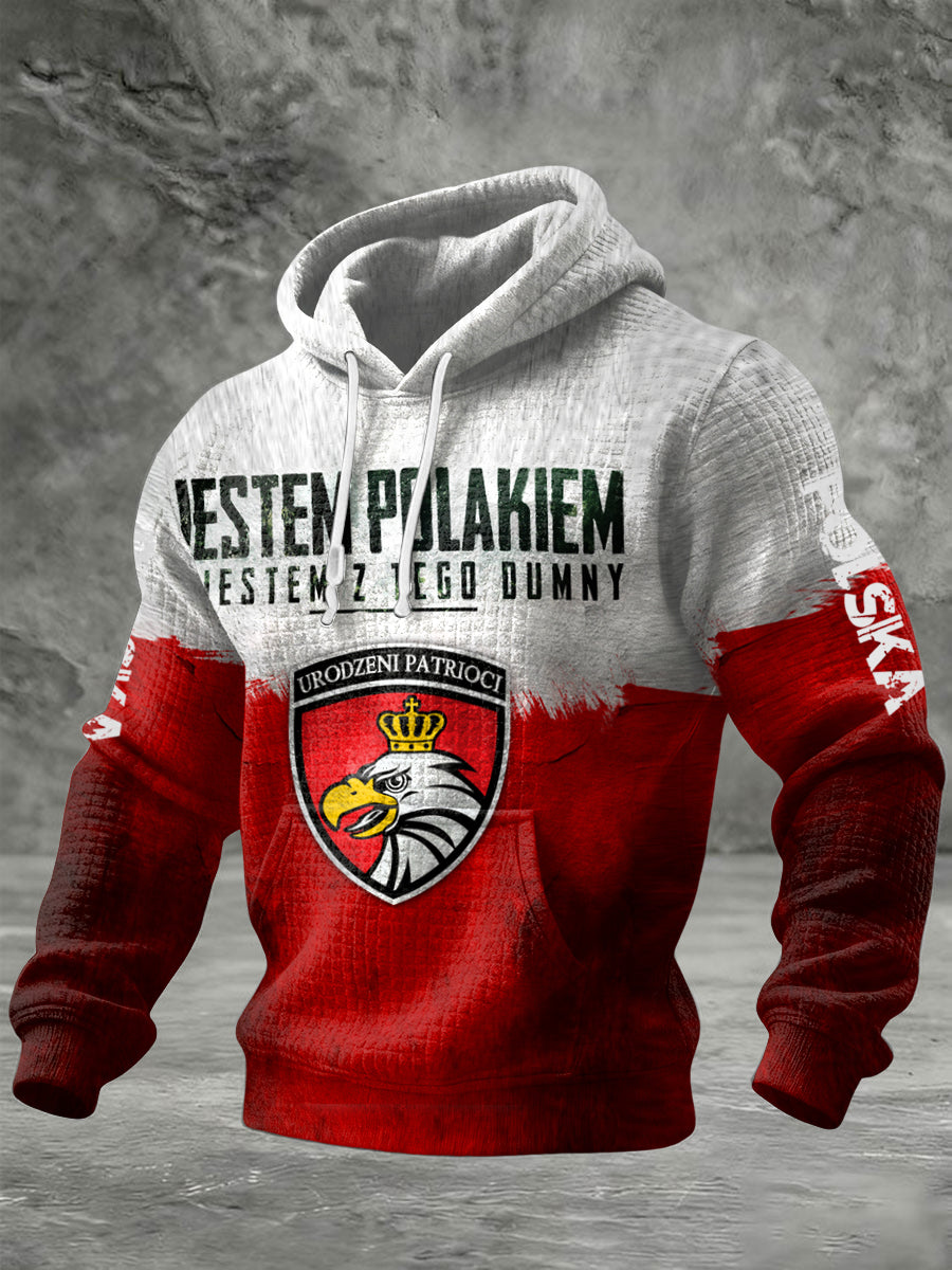 Casualowa bluza z kapturem retro polski orzeł