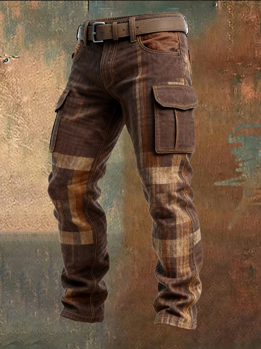 Męskie spodnie robocze retro styl biznesowy na co dzień