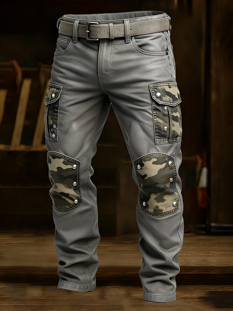 Męskie spodnie robocze retro styl biznesowy na co dzień