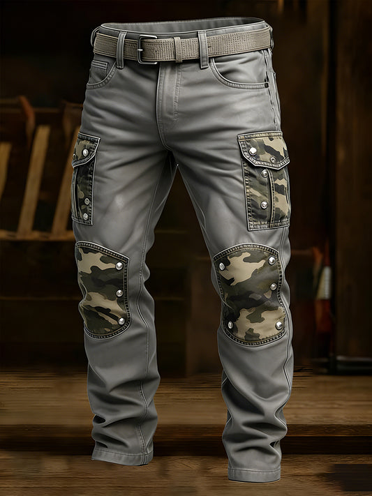 Męskie spodnie robocze retro styl biznesowy na co dzień