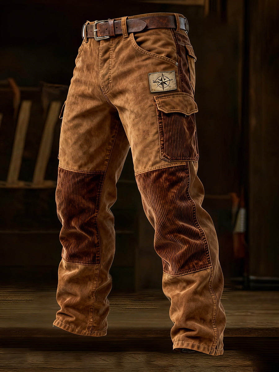 Męskie spodnie robocze retro styl biznesowy na co dzień