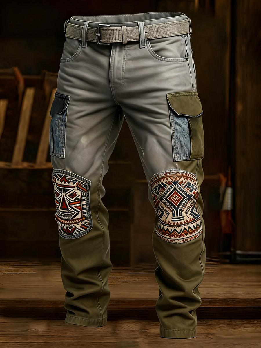 Męskie spodnie robocze retro styl biznesowy na co dzień