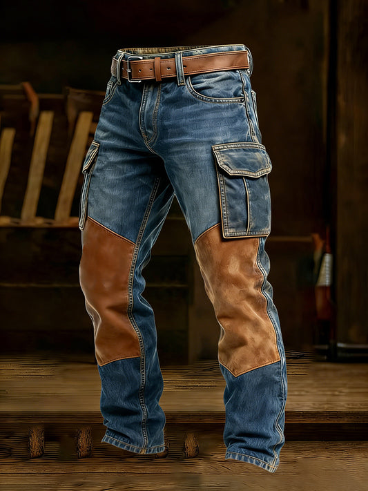 Męskie spodnie robocze retro styl biznesowy na co dzień