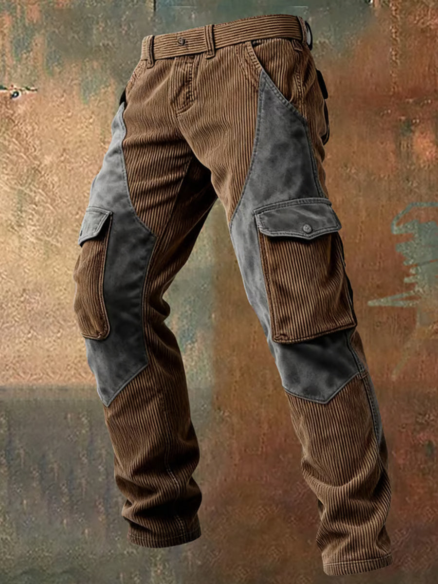 Męskie spodnie robocze retro styl biznesowy na co dzień