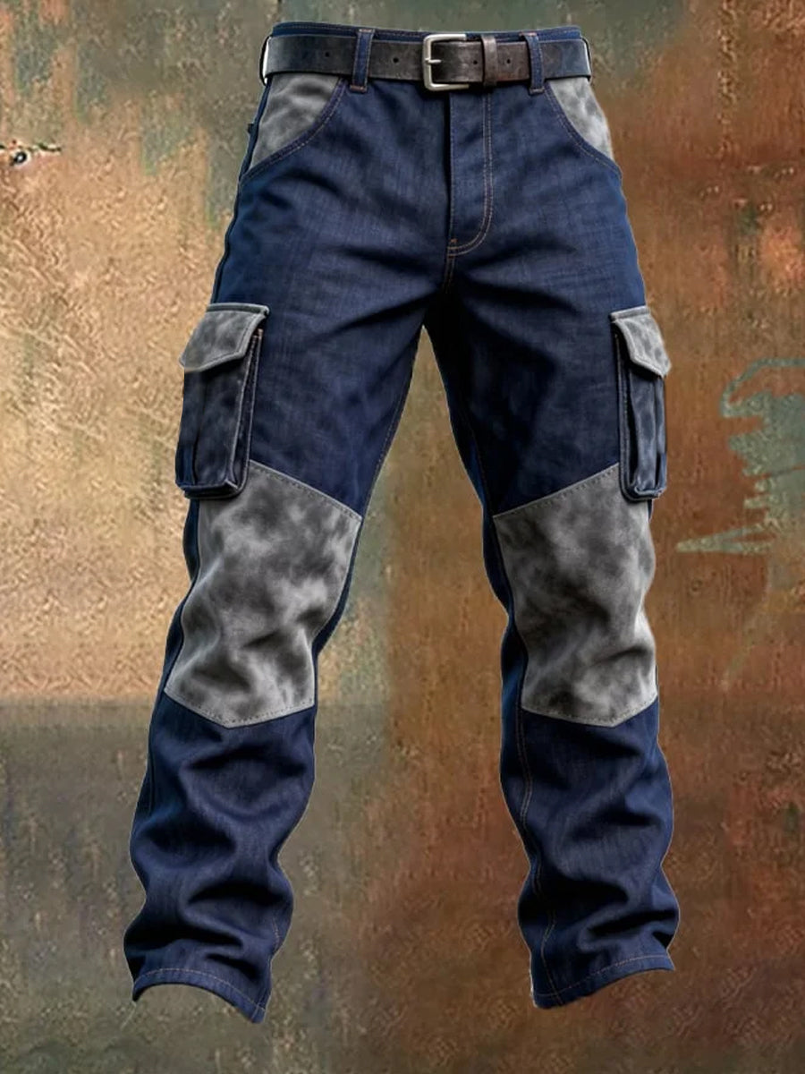 Męskie spodnie robocze retro styl biznesowy na co dzień