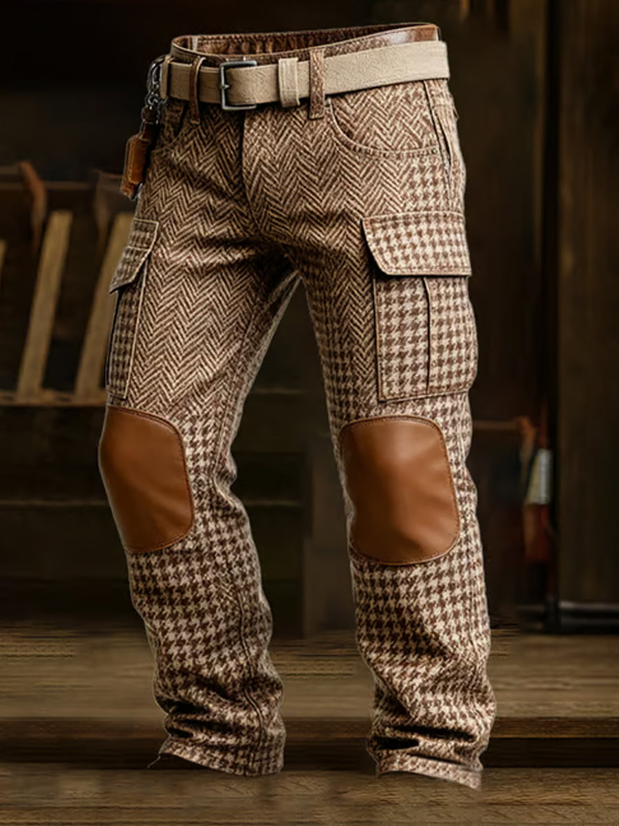 Męskie spodnie robocze retro styl biznesowy na co dzień