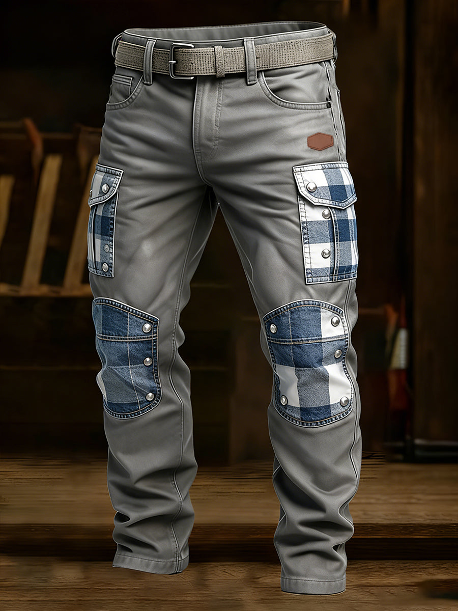 Męskie spodnie robocze retro styl biznesowy na co dzień