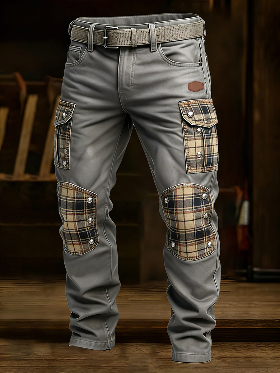 Męskie spodnie robocze retro styl biznesowy na co dzień