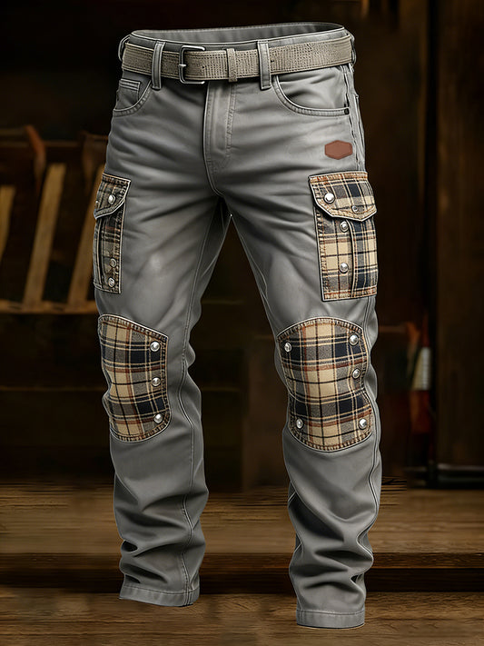 Męskie spodnie robocze retro styl biznesowy na co dzień