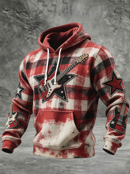 Retro polska gitara rockowa w trudnej sytuacji casual gofrowa bluza z kapturem